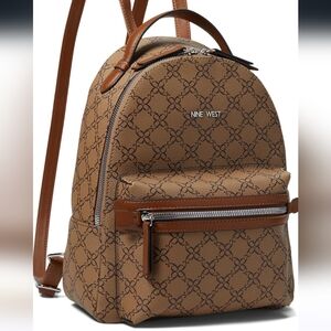 Nine West Vander Medium Logo Backpack Mocha NWOT